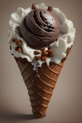 Chocolate ice-cream with nuts
