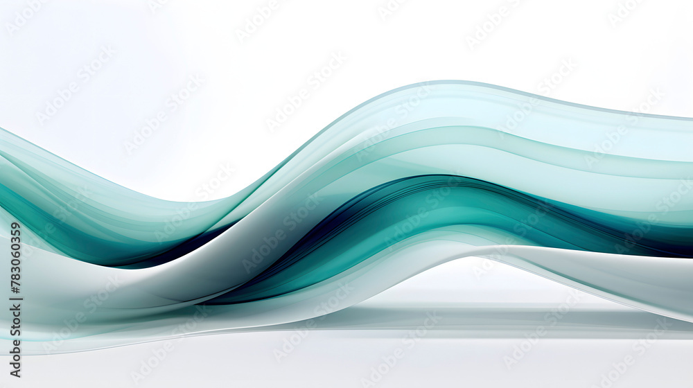 Wall mural digital technology teal and white geometric curve abstract poster web page ppt background