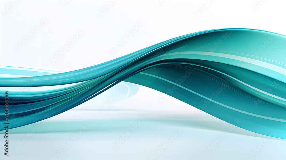 Wall mural digital technology teal and white geometric curve abstract poster web page ppt background