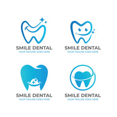 Set of vector dental clinic smile logos and dental icons
