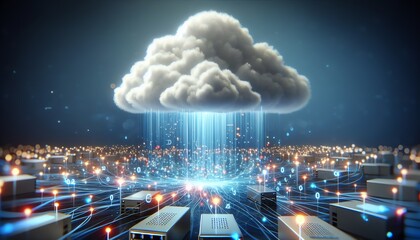  3D Image of Cloud Computing Technology - obrazy, fototapety, plakaty