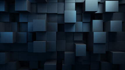 3D Abstract Composition of Dark Blue Cubes