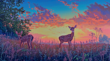 Deer fawns illustration - 783061387