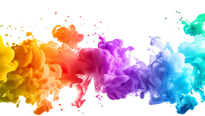 A dynamic and vibrant display of colors. It features a splash of water in various shades of red, orange, yellow, green, blue, and purple. 