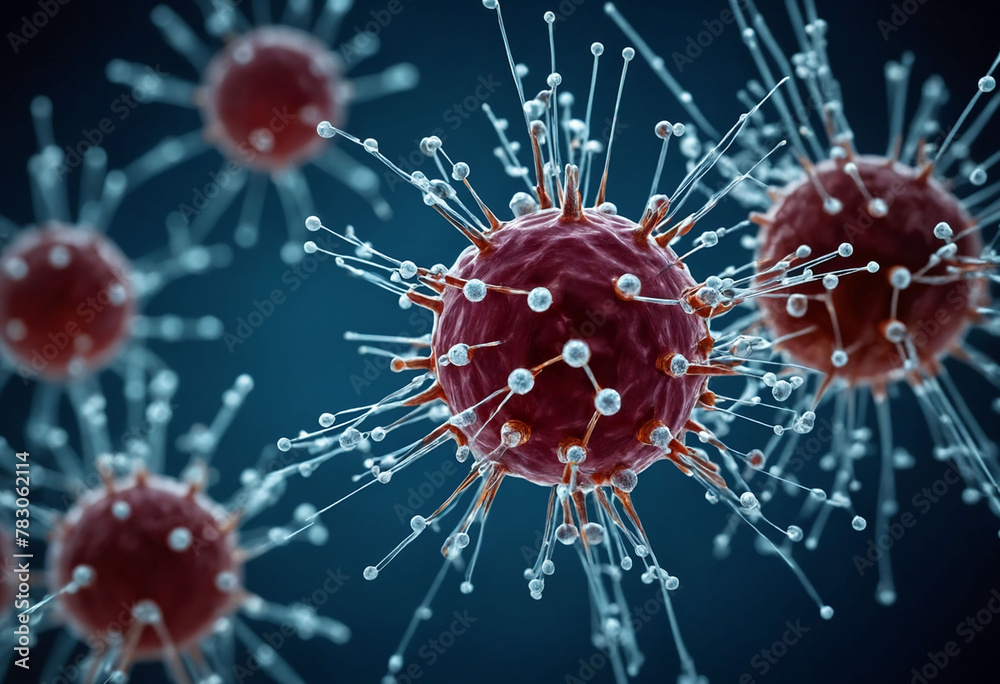Aufkleber Intricate molecular structure of infectious viral particle magnified under microscope