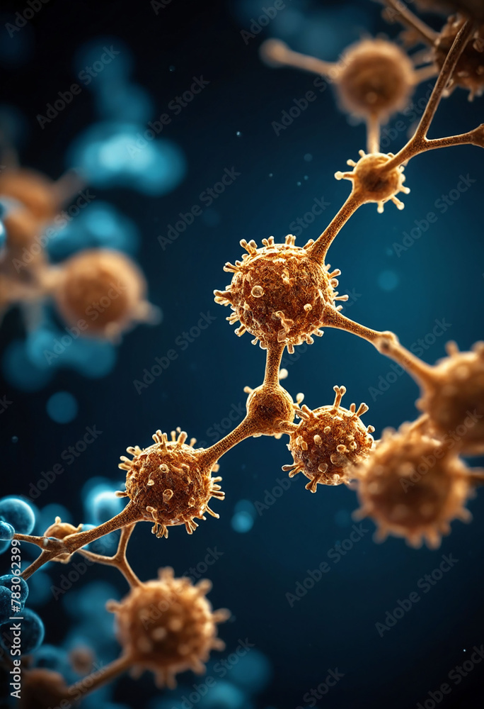 Aufkleber intricate molecular structure of infectious viral particle magnified under microscope
