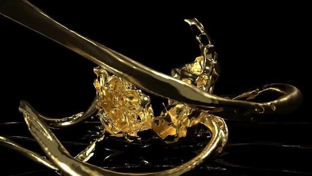 Golden melted liquid pours into headphones