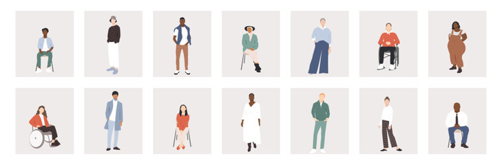 Set of cards featuring various people's silhouettes.