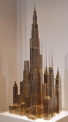 Artistic representation of a city skyline, ideal for architectural design backgrounds and urban planning concepts.