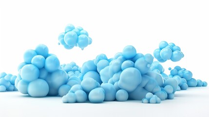 Cute funny claymotion style blue clouds isolated on white background, style 3D
