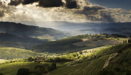 view of vineyards in the tuscan valley