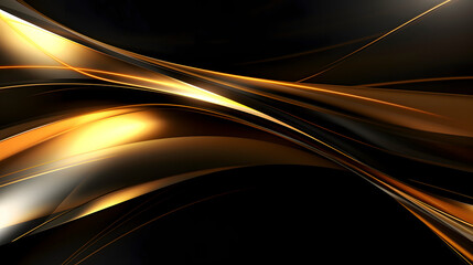 Digital technology black gold holographic curve abstract poster web page PPT background