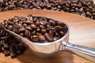 coffee beans in the spoon