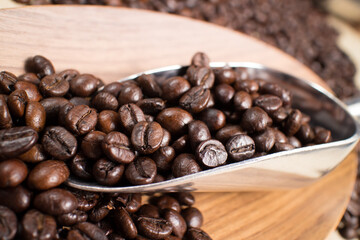 coffee beans in the spoon - 783065301