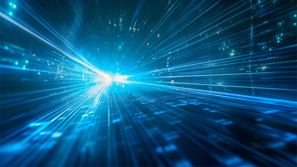Obraz premium blue abstract technology background of high speed global data transfercomputing cyber attack.