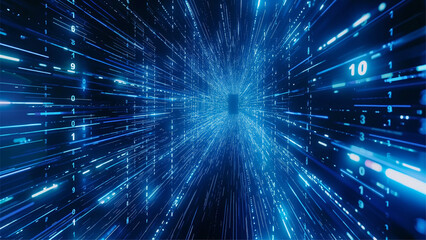 Fototapeta premium blue abstract technology background of high speed global data transfercomputing cyber attack.