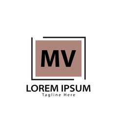 letter MV logo. MV. MV logo design vector illustration for creative company, business, industry