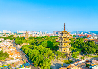 Early morning scenery of Kaiyuan Temple in Quanzhou, Fujian, China