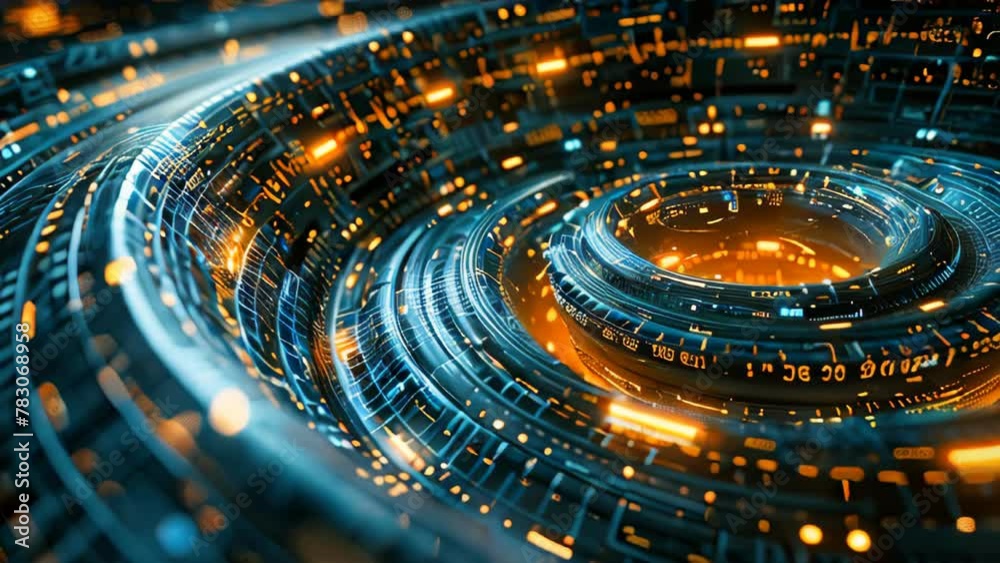 Poster abstract technology and data circle background animation