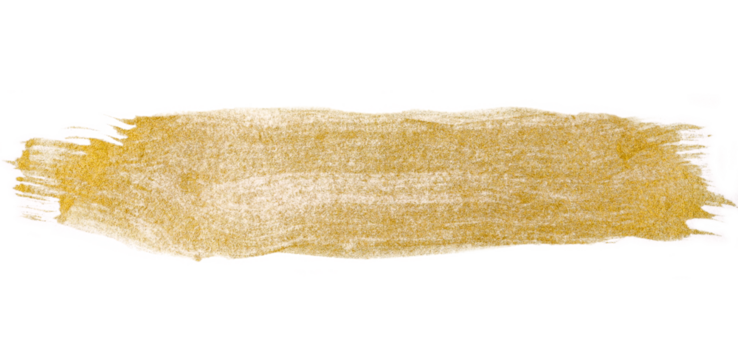 Golden glitter brush stroke paint watercolor isolated on a transparent background. Color bubble.