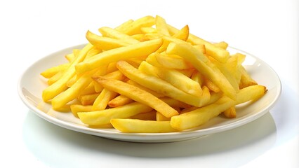 plate of fries on a white background