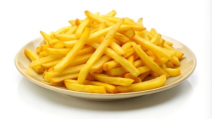 plate of fries on a white background