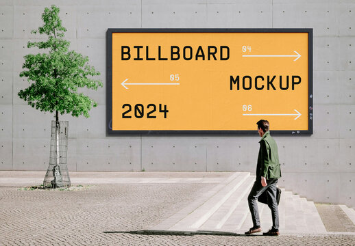 Big Billboard on Wall Mokcup