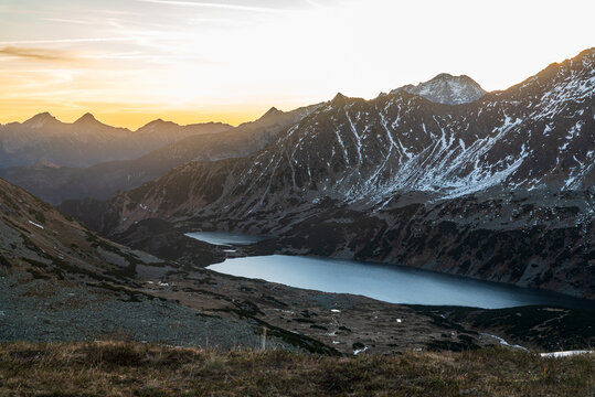 View from Hladke sedlo in Tatra mountains on slovakian - polish borders