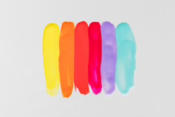 Nail polish. Rainbow of nail polish swatches, from sunny yellow to tranquil turquoise, for vibrant beauty