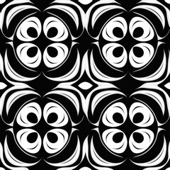 Retro 1960s psychedelic pattern black and white illustration art