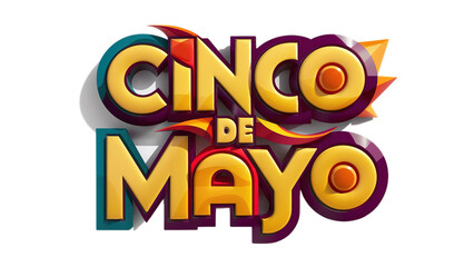 Cinco de Mayo with colourful text isolated on transparent background, Generative ai.