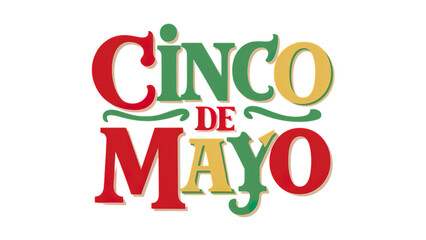 Cinco de Mayo with colourful text isolated on transparent background, Generative ai.