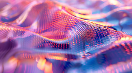 Abstract background with rainbow metal mesh close-up.