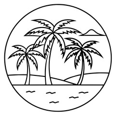      Beautiful seaside view with some coconut palm.
