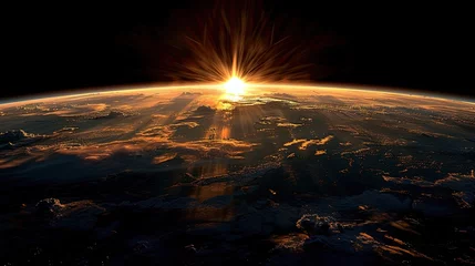 Deurstickers Earth's Majestic Sunrise/Sunset from Space © Volodymyr Skurtul