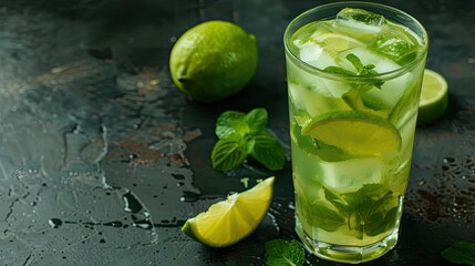 Refreshing Mojito Cocktail with Rum, Lime, and Mint