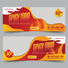 Spicy Restaurant food banner design template	
