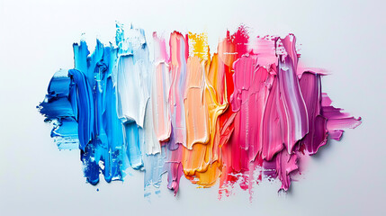 Bold Strokes: Exploring Creativity and Art through Thick Paint Splatters on White Background