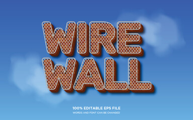 Wire wall 3d editable text style effect	
