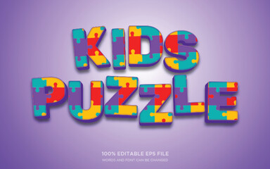 Kids Puzzle 3D editable text style effect	
