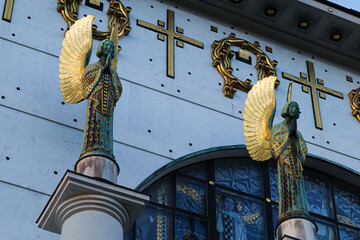 Art Nouveau Church by Otto Wagner in Steinhof in Vienna Austria Europe Close-Up