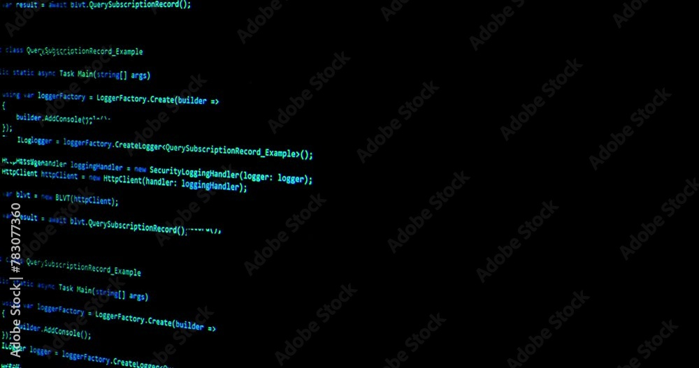 Wall mural hacker scrolls program code on notebook computer, cyber security concept