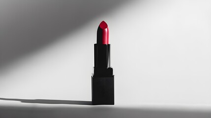 red lipstick on white background with shadow