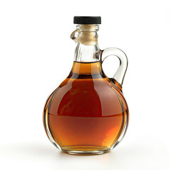 Bottle of maple syrup on white background