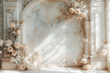 Floral Serenity: A White Arch of Dreamlike Beauty by Dusan Djukaric in Naturecore Style