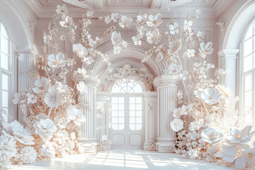 Ethereal Floral Archway: A Stunning Cathedral Entrance in Crystalline Style