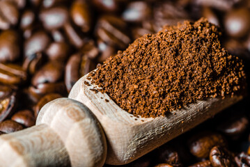 Aromatic powdered coffee texture background