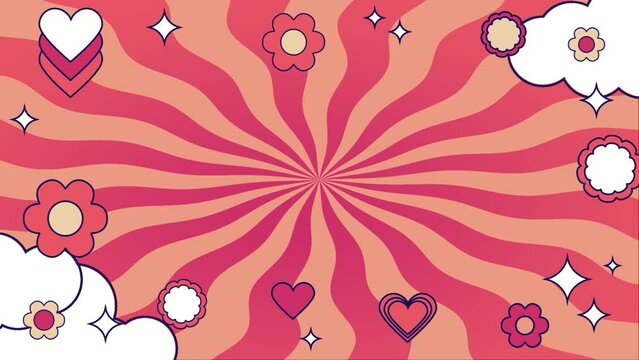 groovy psychedelic pop art landscape background animation