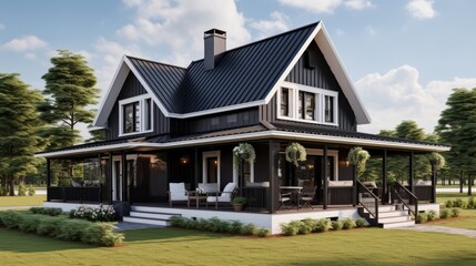 Contemporary farmhouse entrance architecture featuring modern design for front porch