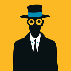 private investigator spy character poster vector illustration template design